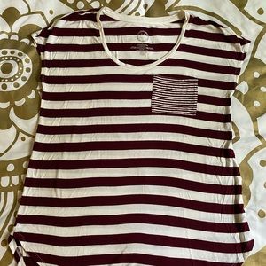 Maroon Striped Pocket Tee
